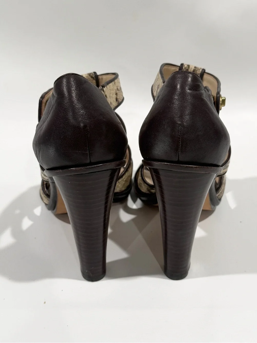 COACH Tamarah Snake-Print Strappy Gladiator Caged High Heel Sandals